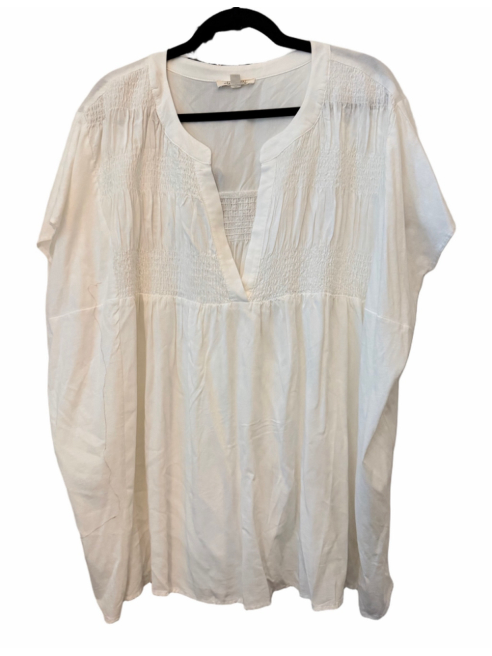 Women's Oli & Hali White 100% Cotton Smocked Oversized Blouse Size M/L